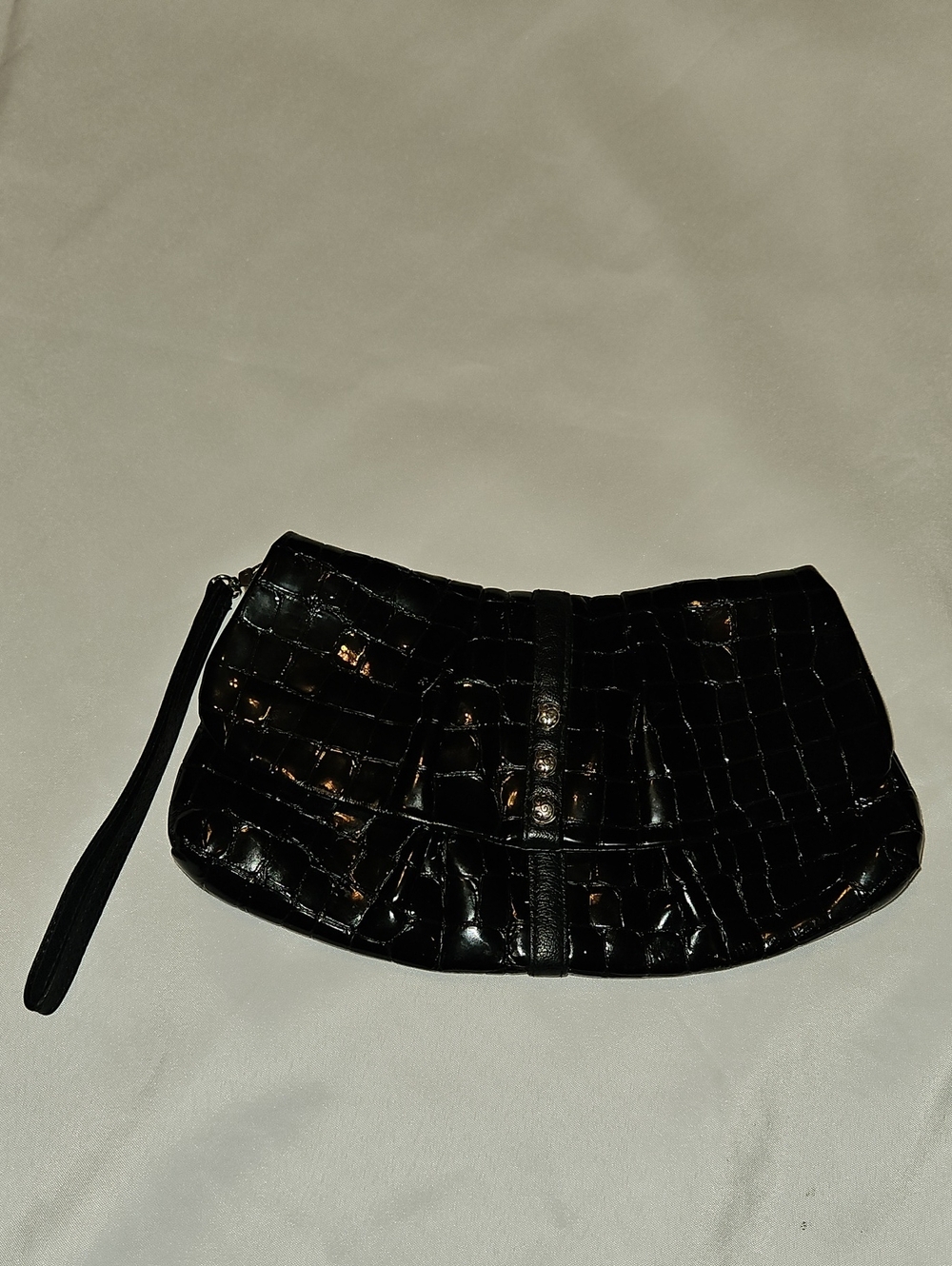 Brighton Black Croc-Embossed Wristlet Clutch - Women